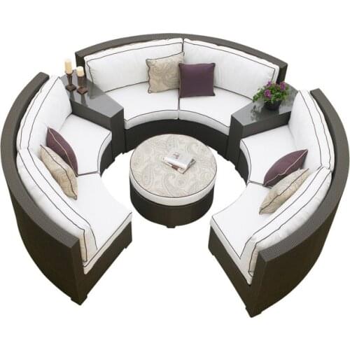Hot Sale 2 Piece Custom Outdoor Java Wicker Patio Sectional Set