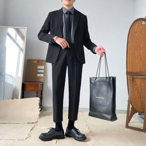 Men Fashion Suit 2 Piece Sets Fashion Groom Wedding Dress Mens Formal Suits Set Men Casual Business Slim Solid Color Suits W445