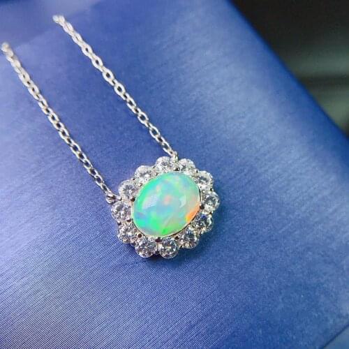 Natural Opal Necklace, Australian mining area, color changing and colorful, 925 silver