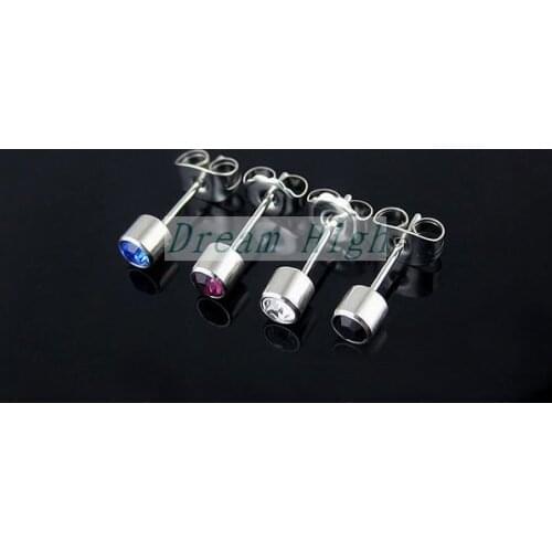 New Arrival Ear Stud Fashion Gem Earring Fancy Ear Nail Hot Sale 30pcs/lot 316l surgical Steel Free Shipping 5color