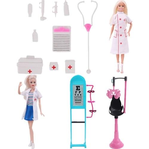 Clothes For Barbies Doctors Uniform&STETHOSCOPE&Vision Tester Other Medical Equipment Model Doll Accessories Girl Toy Gift