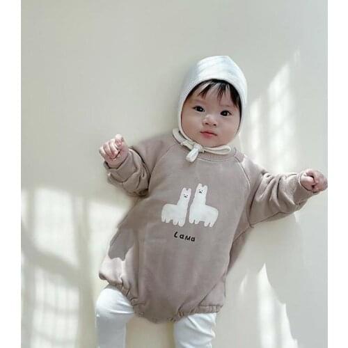 Autumn Toddler Baby Boys Girls Cute Little Alpaca Bodysuit Newborn Baby Long Sleeve Jumpsuit Infant Girls Cotton Thin Clothes