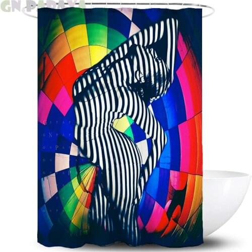 Psychedelic sexy lady Curtains Waterproof Polyester rainbow geometric deconstruction hippy art Shower Curtains Screen with Hooks