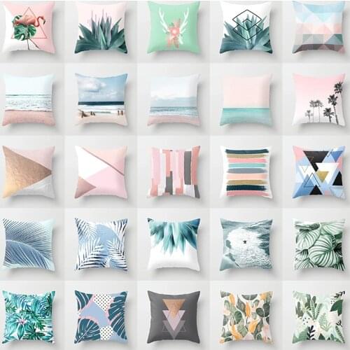 Pink Geometric patterns Polyester cushion case Polyester Home Decor Bedroom Decorative Sofa Car Throw Pillows 45*45CM
