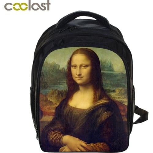 Da Vinci Mona Lisa Painting Kindergarten Backpack For Boys Girls Picasso Drawing Children School Bags Kids Toddler Backpack