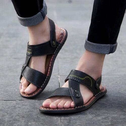 Sandals Shoes Men Sandali Uomo Work Sandals Summer Men Leather Classic Roman Sandalia Masculino For Sandalias Deportivas Hombre