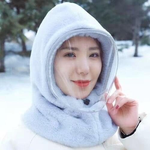 4 Pice New Fashion Warm Cap Winter Men Cold Protection Winter Hats For Women Men Waterproof Hood Hat With Glasses Hat Gift