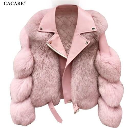 CACARE Womens Jacket 2020 Faux Fur Coat Winter Plush Fur Coats Fake Fur Motorcycle Jacket Teddy 5 Colors F0099 Covered Buttons