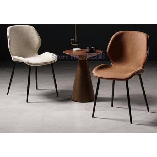 Nordic dining table chair leather simple home desk stool backrest makeup chair modern hotel restaurant light luxury dining chair