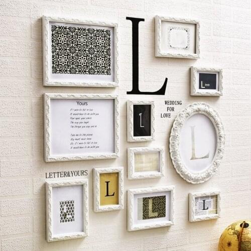 Modern Wooden Carved Frames Family Photos Frames 11pcs Diy L Letters Wall Hanging Picture Frame Quadros De Parede Para Sala B