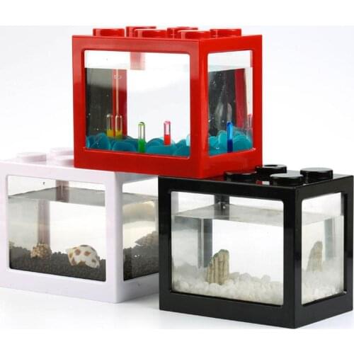 Superposed Mini Aquarium Fishbowl for Rumble Fish Marimo Spider Marimo(No USB No Light)