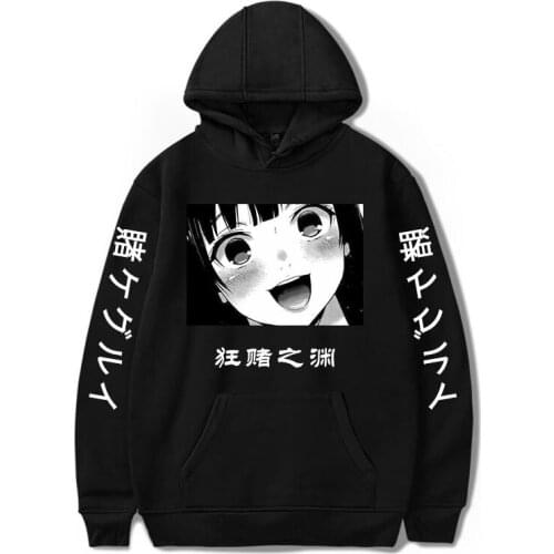 Japanese anime Kakegurui Hoodie Boys/Girls Tops Sweatshirts Jabami Yumeko Casual Pullovers Hooded Oversized Harajuku Printing