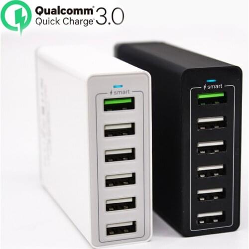 50W 6 USB QC3.0 Quick Charger Universal Portable Charging Station Fast Charger For iPhone 11 12 Max Pro Samsung Xiaomi Huawei