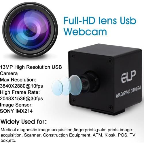 13MP USB Webcam MJPEG 10fps 3840x2880 Sony IMX214 Industrial Machine Vision Mini USB Webcam Camera