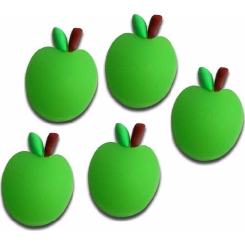 20Pcs Green Silicon Apple Decoration Crafts Kawaii Cute Flatback Cabochon Embellishments For Scrapbooking DIY Accessories