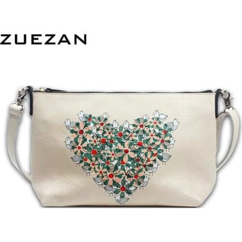 28*20*10cm, Heart & Birds Hobo, Women Genuine Leather Shoulder Bag, 100% Natural Cowhide Messenger Crossbody bags A325
