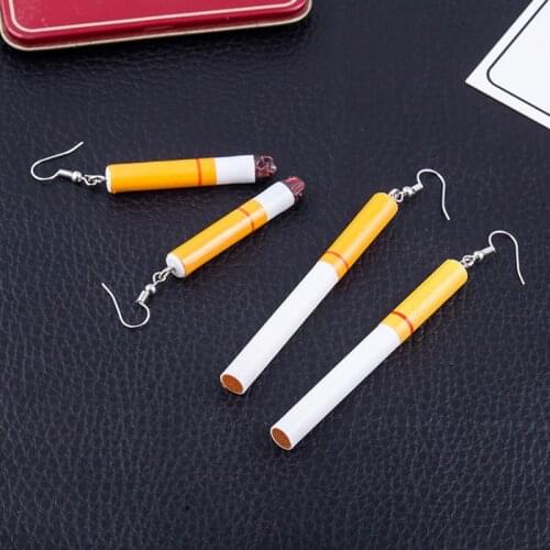 Fashion Creative Cigarette Butts Earrings For Women Retro Funny Personality Girls Dangle Earring Asymmetric Jewelry