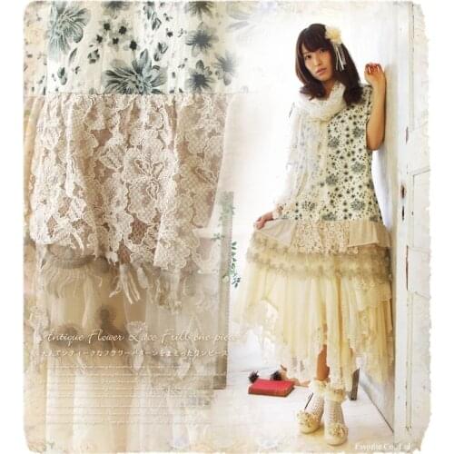 Print lace embroidered vestido amarelo tunique femme bohemian hippie boho lolita vestidos honey moda topshop mori girl ethnic