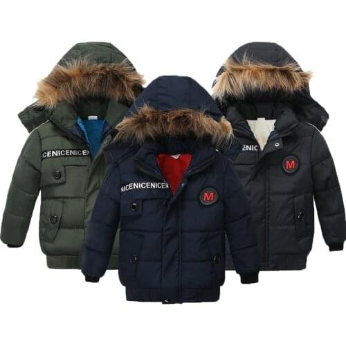 1 2 3 4 Years Boys Winter Warm Jacket 2021 New Heavy Thick Plus Velvet Hooded Coat For Kids Childrens Outdoor Travel Clothing