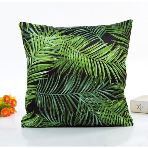 1Pcs Green Leaves Cover Throw Sofa Cushion Waist Throw Car Cushion Cover Home Decor Polyester Cojines Decorativos
