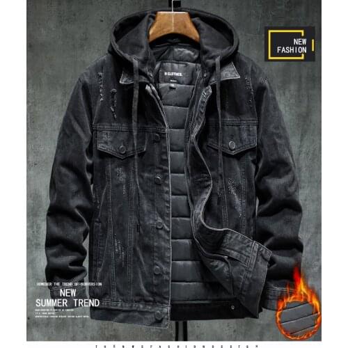 2021 Men Black/blue Winter Jean Jackets Outerwear Warm Denim Coats New Liner Thicker Winter Wool Large Size M-4xl