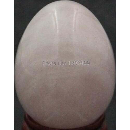 34x44MM Natural Gemstone Rose Quartz Sphere Egg Chakra Healing Reiki Stone Carving Crafts W/Stand