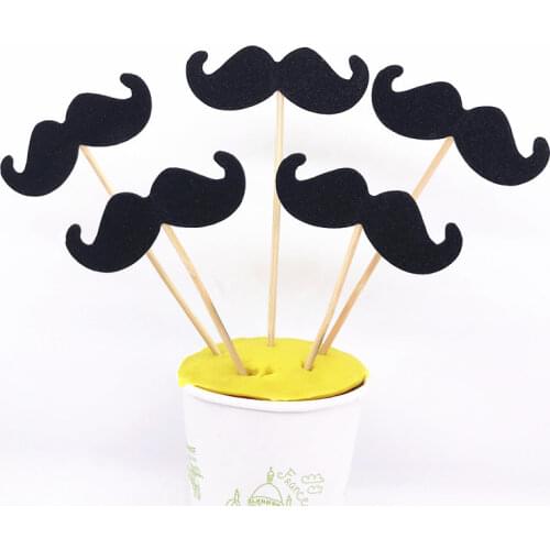 5Pcs/lot Cute Little Man Black Mustache Cupcake toppers decorative for Baby Shower Kids Birthday party Decoration Supplies