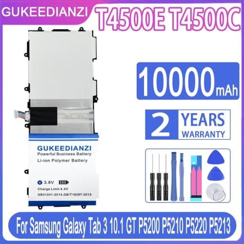 GUKEEDIANZI Battery T4500E T4500C 10000mAh For Samsung Galaxy Tab 3 10.1 GT P5200 P5210 P5220 P5213 Tab3 10.1