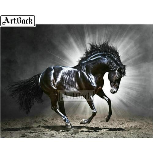 New 5D diamond painting "black horse" full square / round drill animal diy diamond embroidery 3D mosaic home decoration