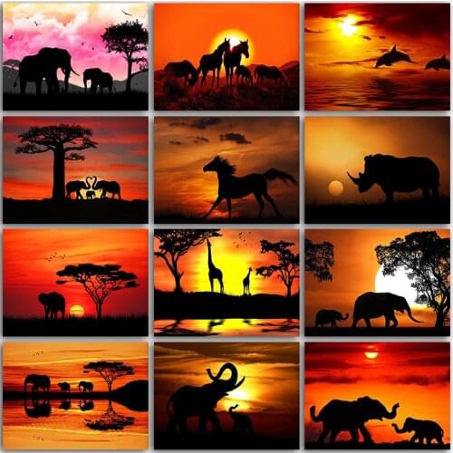 5D DIY Diamond Painting Paint animal horse giraffe Elephant Sunset Full Square&Round embroidery mosaic Cross stitch home decor