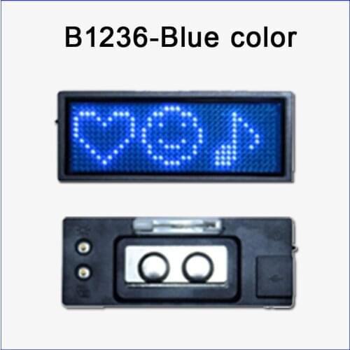 B1236B blue color LED name badg Scrolling led name tag badge Name card LED display screen,Taking on the upper clothes, t-shirts