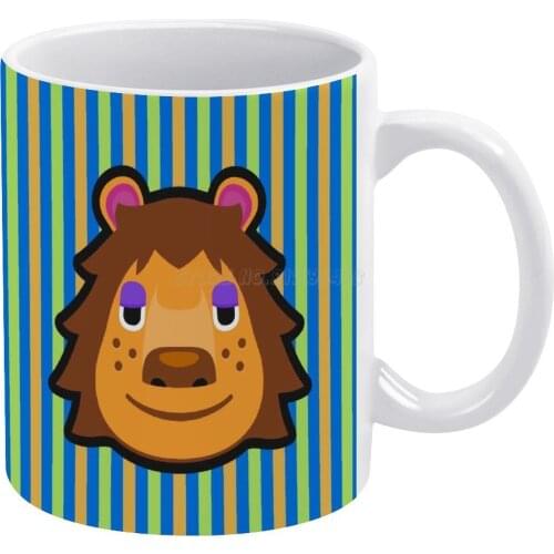 REX White Mug White Ceramic Tea Cup Birthday Gift Milk Cups and Mugs Rex Lion New Leaf Acnl Happy Home Designer Animal Forest Do
