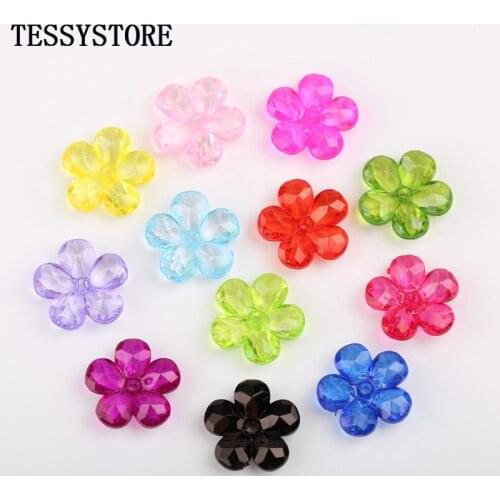 20pcs 20mm Acrylic Flowers Shape Beads Colored Plastic Spacer Beads For Jewelry Making Bracelet Handmade DIY Accessories