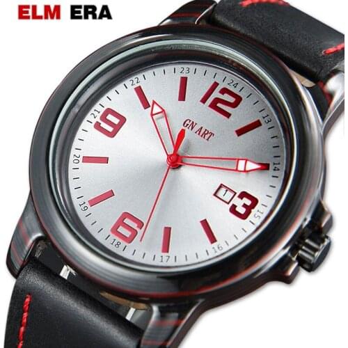 ELMERA Carbon Fibretop Luxury Leather Sport Watches Men Men Analog Digital Army Military Watch you relogio masculino Quartz 2018