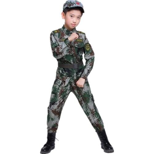 Kids Girl Boy Military Army Suit Uniform School Student Stage Performance Clothing Camouflage Tactical Children Costumes 3-16T