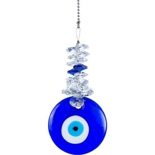 H&D Blue Evil Eye Talisman Suncatcher with Crystal Beads Good Luck Charm Blessing Ornament Garden Decor Reflects Negative Energy