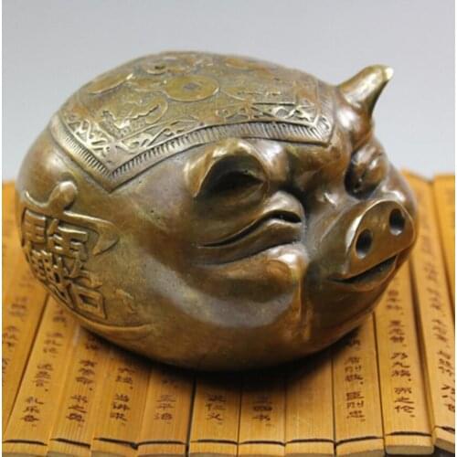 Chinese Zodiac Fortune copper pig collection upscale home furnishing birthday gift bronze sculpture statue shipping