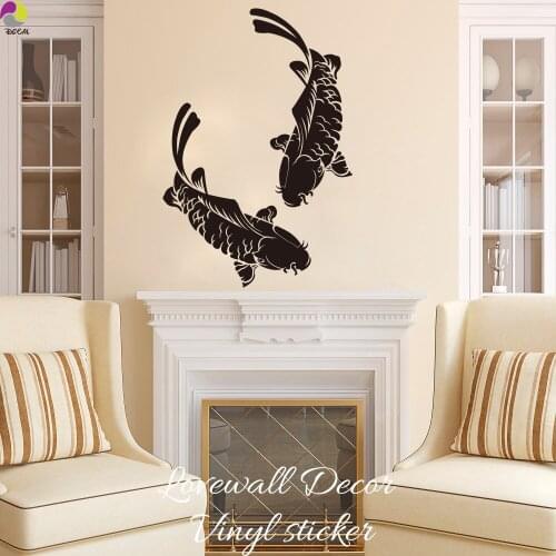 Koi Fish Wall Sticker Living Room Bedroom Carp Fish Giant Ocean Sea Animal Wall Decal Kids Room Vinyl Home Decor Wall Art Mural