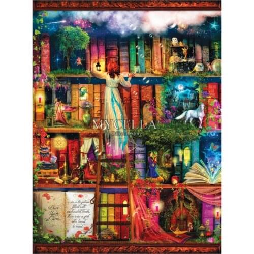 Cartoon 5d Diy Diamond Painting Treasure Hunt Bookshelf Diamond Embroidery Cross Stitch Full Mosaic Christmas gift Home Decor