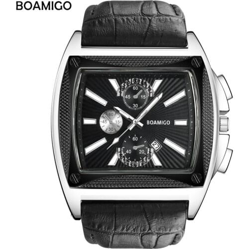 BOAMIGO Watch Men Quartz Strap Auto Date Clock Big Wristwatches Top Brand Luxury Relogio Masculino