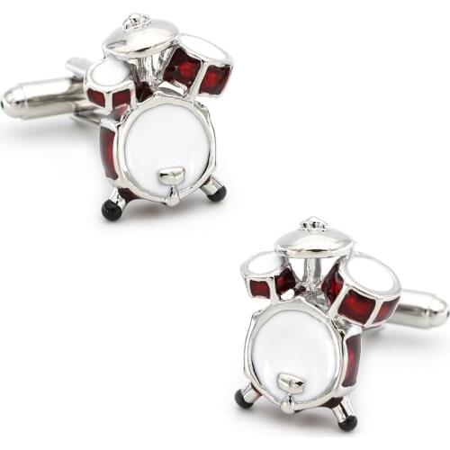 Mens Drum Cufflink Copper Material Red Color