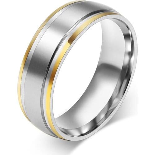 Gold and silver color men ring jewellery titanium steel full size 6 to size 13
