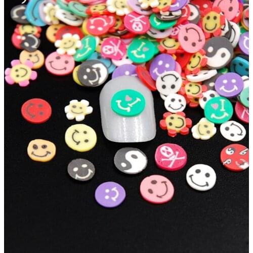 1000pcs / pack 3D smile small soft pottery slice polymer clay DIY nail art design stickers decorative tools jewelry accessories