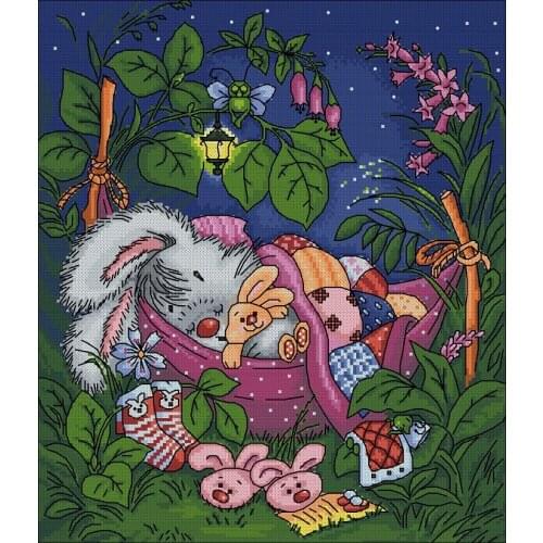 Good night-cute rabbit Counted Cross Stitch 11CT 14CT 18CT DIY Chinese Cross Stitch Kits Embroidery Needlework Sets