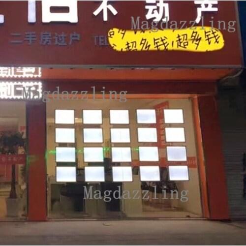 Real Estate LED Window Display A4 Double Sided Acrylic Frame Light Box Shop Window Cable Wire LED Display System Kits