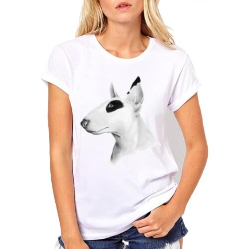 New Arrival Women T Shirt Summer Short Sleeve Printed T-shirt Bull Terrier Fashion High Quality Comfortable Tops Tees Cool Dog