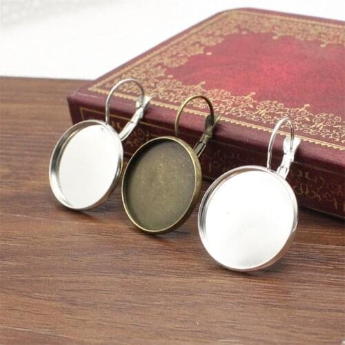 Fit 20mm Metal Round Blank Setting Bezel Blank Base Cabochon Earring Base For DIY Earring Gift 20pcs/lot K05477