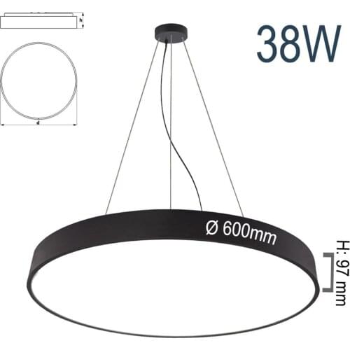 Pamir Lighting 38W Diameter: 600mm Circular Suspended LED Lighting Fixture, PL8SD38E15C Energy Saving Light, Decorative Design