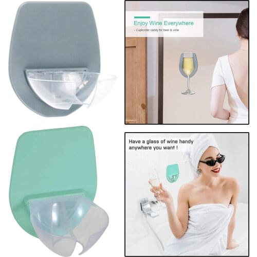 Portable Plastic Wine Glass Holder for Bath Shower, Kitchen Home Sticky Wine Accessories, for Wine Beer Drinks