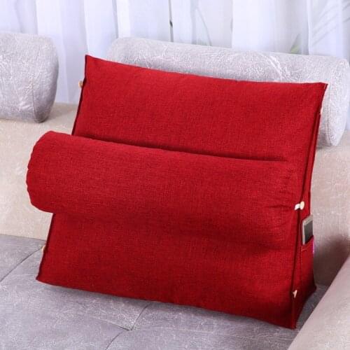 Simple Solid Color Backrest Pillow with Phone Pocket Adjustable Folding Legs and Waist Support Cushion Home Decor